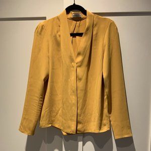 Aritzia Babaton Mustard Long Sleeve Power Blouse
